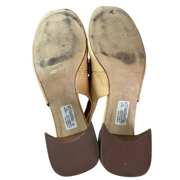 Arezzo Emory Crystal Slingback Pumps Tan Raffia Brown Leather Heels Size 11 - Picture 10 of 16